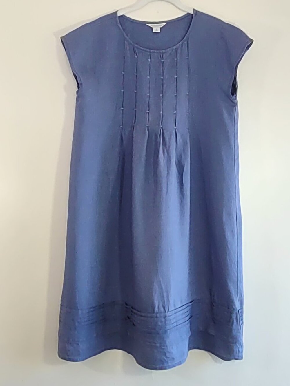 Sundance Viv 100% Linen Shift Dress Blue Sz Small Cap Sleeve Midi Boho - Picture 4 of 9